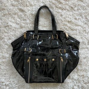 YSL black patent leather large Downtowner tote